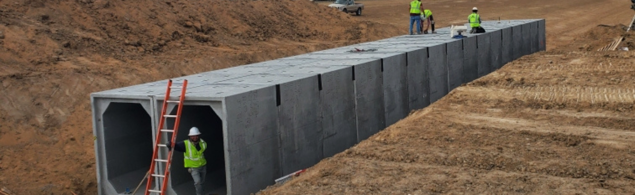 Curved concrete curb with workers inspecting finish